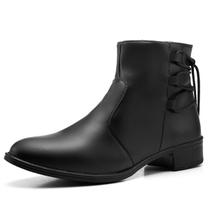 Bota Casual Feminina JCL STORE Coturno Salto Baixo Zíper Lateral Detalhe Amarrar Conforto Dia a Dia