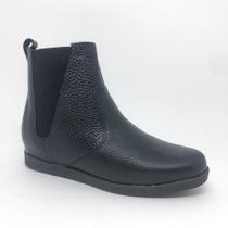 Bota Casual Feminina Usaflex em Couro Elástico Lateral