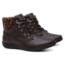 Bota Casual Feminino Cano Curto Estilo Cadarço Confortável Elegante Salto Baixo