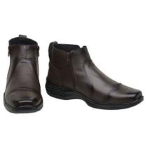 Bota Casual Masculina Botina Couro Tradicional Zíper Café Bota Casual Masculina Botina Couro Tradicional Zíper Café