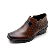 Bota Casual Masculina Cano Curto Couro Liso Reta Oposta - 5613 - Café