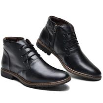 Bota casual masculina com zíper lateral preto Bota casual masculina com zíper lateral preto