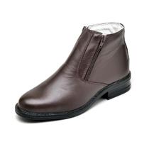 Bota Casual Masculina Couro Bico Redondo Leve Macia Conforto