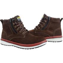 Bota Casual Masculina Couro Zíper Calce Fácil Macia Conforto