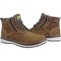 Bota Casual Masculina Couro Zíper Calce Fácil Macia Conforto