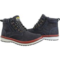 Bota Casual Masculina Couro Zíper Calce Fácil Macia Conforto