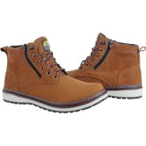 Bota Casual Masculina Couro Zíper Calce Fácil Macia Conforto