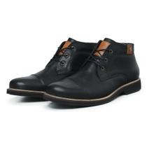 Bota Casual Masculina de Couro Ref.:8000 Floter Preto Bonanza