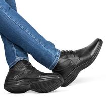 Bota Casual Masculina em Couro Cano Baixo Ortopédica Tendência Esportiva