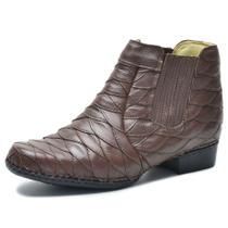 Bota Casual Masculina em Couro Escamada Cla-Cle Chocolate