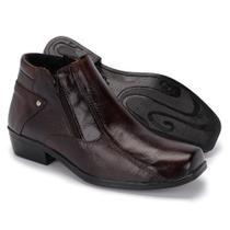 Bota Casual Masculina em Couro Modelo Social Com Ziper Lateral Salto Baixo Bota Casual Masculina em Couro Modelo Social Com Ziper Lateral Salto Baixo