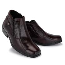 Bota Casual Masculina em Couro Modelo Social Com Ziper Lateral Salto Baixo