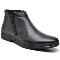 Bota Casual Masculina Ortopédico Couro Liso Cadarço Conforto