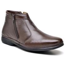 Bota Casual Masculina Ortopédico Couro Liso Cadarço Conforto