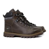 Bota Casual Masculina West Coast WC 08 Couro Nobuck Confortável Cadarço Cano Médio 311001