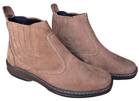 Bota Casual Social Masculina Botina Em Couro Nobuck Botinha Solado Costurado Reforçada Forte