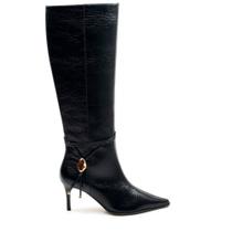 Bota Cecconello Couro Preto cano Longo Strass Bota Cecconello Couro Preto cano Longo Strass