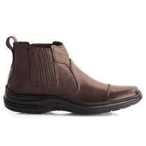 Bota Chelsea Botina Masculina Casual Couro Solado Borracha Resistente Confortável