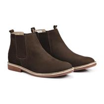 Bota Chelsea Calprado Couro Masculina Bico Redondo Conforto Bota Chelsea Calprado Couro Masculina Bico Redondo Conforto