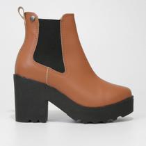 Bota Chelsea Cano Curto Via Uno Flatform Tratorada Feminina