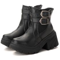 Bota Chelsea Coturno Feminina Couro Legitimo Plataforma - Pettinari