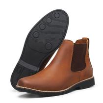 Bota Chelsea Couro Masculina Palmilha de Gel Ref.: 7000 Nobuck Camel