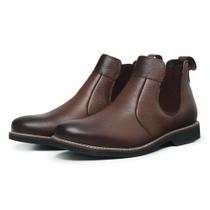 Bota Chelsea Couro Masculina Palmilha de Gel solado de Borracha Ref.: 101 Floter Cafe