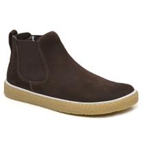 Bota Chelsea Couro Masculina Sola Crepe Borracha Cano Curto Cor:CaféTamanho:37