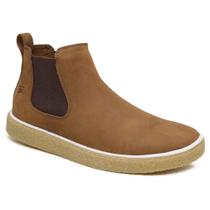Bota Chelsea Couro Masculina Sola Crepe Borracha Cano Curto Cor:Marrom claroTamanho:37