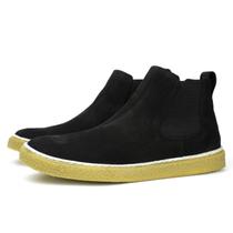 Bota Chelsea Couro Masculina Solado Natural Borracha Cano Curto Confortável Básica Casual Preto