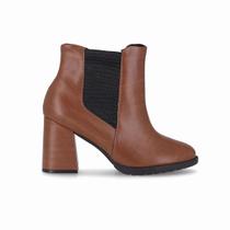 Bota Chelsea Elisete Salto Alto Camel
