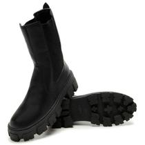 Bota Chelsea Feminina Cano Alto Plataforma Tratorada