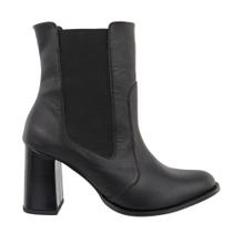 Bota Chelsea Feminina Cano Baixo Salto Grosso Elástico Lateral Bota Casual Dia a Dia