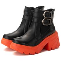 Bota Chelsea Feminina Cano Baixo Tratorado Couro Legitimo