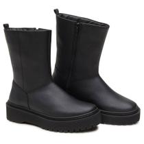 Bota Chelsea Feminina Coturno Zíper Montaria Cano Médio Tratorada Sola Plataforma