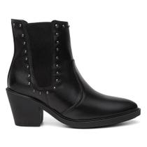 Bota Chelsea Feminina Couro Cano Curto Bico Fino + Carteira