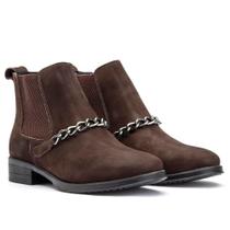 Bota Chelsea Feminina Couro Cano Curto Corrente Conforto