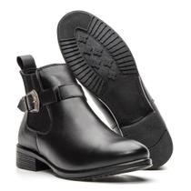 Bota Chelsea Feminina Couro Fivela Moderna Conforto