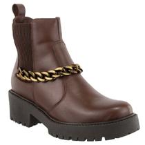 Bota Chelsea Feminina Couro Legitimo Cano Curto Sola Tratorada Elástico Preto Café