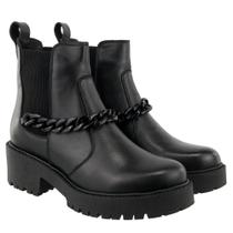Bota Chelsea Feminina Couro Legitimo Cano Curto Sola Tratorada Elástico Preto Café Bota Chelsea Feminina Couro Legitimo Cano Curto Sola Tratorada Elástico Preto Café