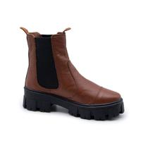 Bota Chelsea Feminina Couro Tratorada Com Elástico