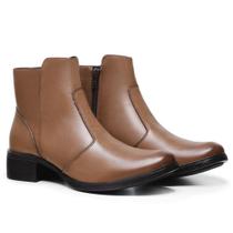 Bota Chelsea Feminino Couro Cano Curto Salto Baixo Conforto - Clave Shoes