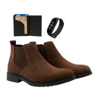 Bota Chelsea Masculina Camurça Casual Elegante Cano Curto Confortável Para Uso Diário