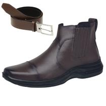 Bota Chelsea Masculina Cano Baixo Conforto Moderna Com Cinto