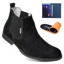 Bota Chelsea Masculina Conforto Resistente Em Couro Com Palmilha Gel e Carteira 020