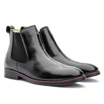 Bota Chelsea Masculina Couro Bico Redondo Conforto Casual