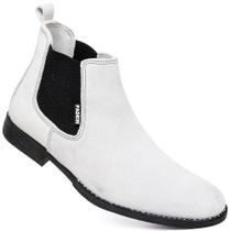 Bota Chelsea Masculina Couro Branco Gelo Botina Padrin Resistente Adventure Trabalho Casual Coturno Motociclista Qualida