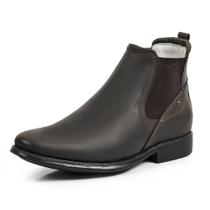 Bota Chelsea Masculina Couro Legítimo Fóssil Encerado Elástico Lateral Caparellus - 4000 - Café Bota Chelsea Masculina Couro Legítimo Fóssil Encerado Elástico Lateral Caparellus - 4000 - Café
