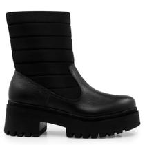 Bota Chunky Preta Multimateriais - Usaflex