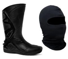 Bota Chuva Impermeável Motosafe Motociclista Galochas Bracol Original e Balaclava Segunda Pele